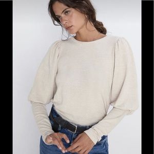 Zara Balloon Sleeve Knit Top Small